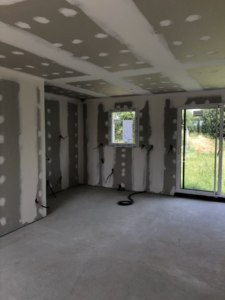 Placo sur plafond mur avec isolants, cloisons intérieur acoustique, cloison isolante séparation garage/ habitation